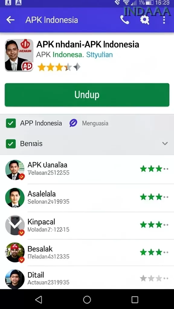 Cuplikan layar menu unduhan indaaa untuk perangkat Android